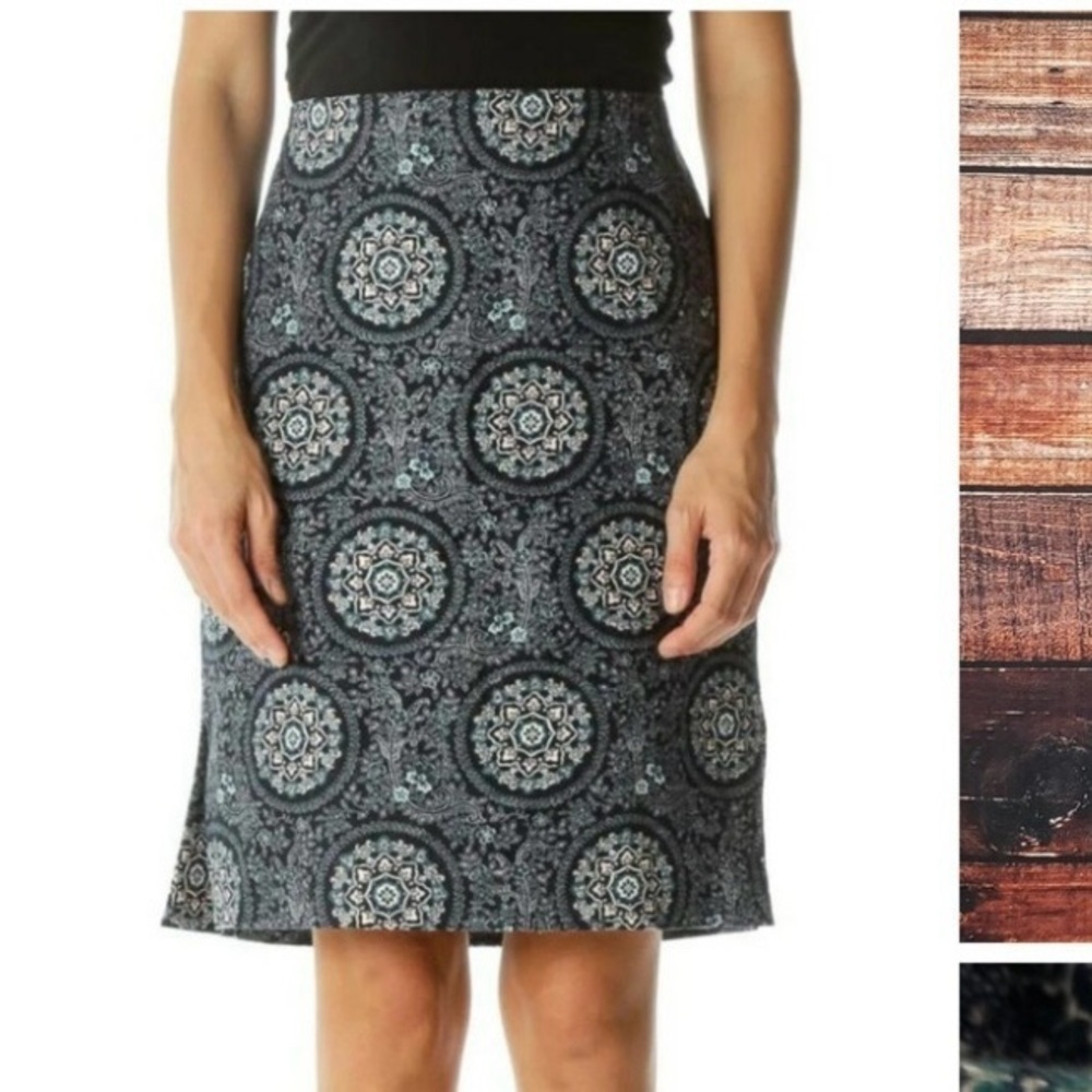 Loft Blue Floral Geometric Pencil Skirt